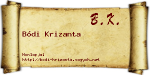 Bódi Krizanta névjegykártya